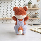 Amigurumi Fox Crochet Pattern PDF, Cute Woodland Fox Plush Tutorial with Overalls