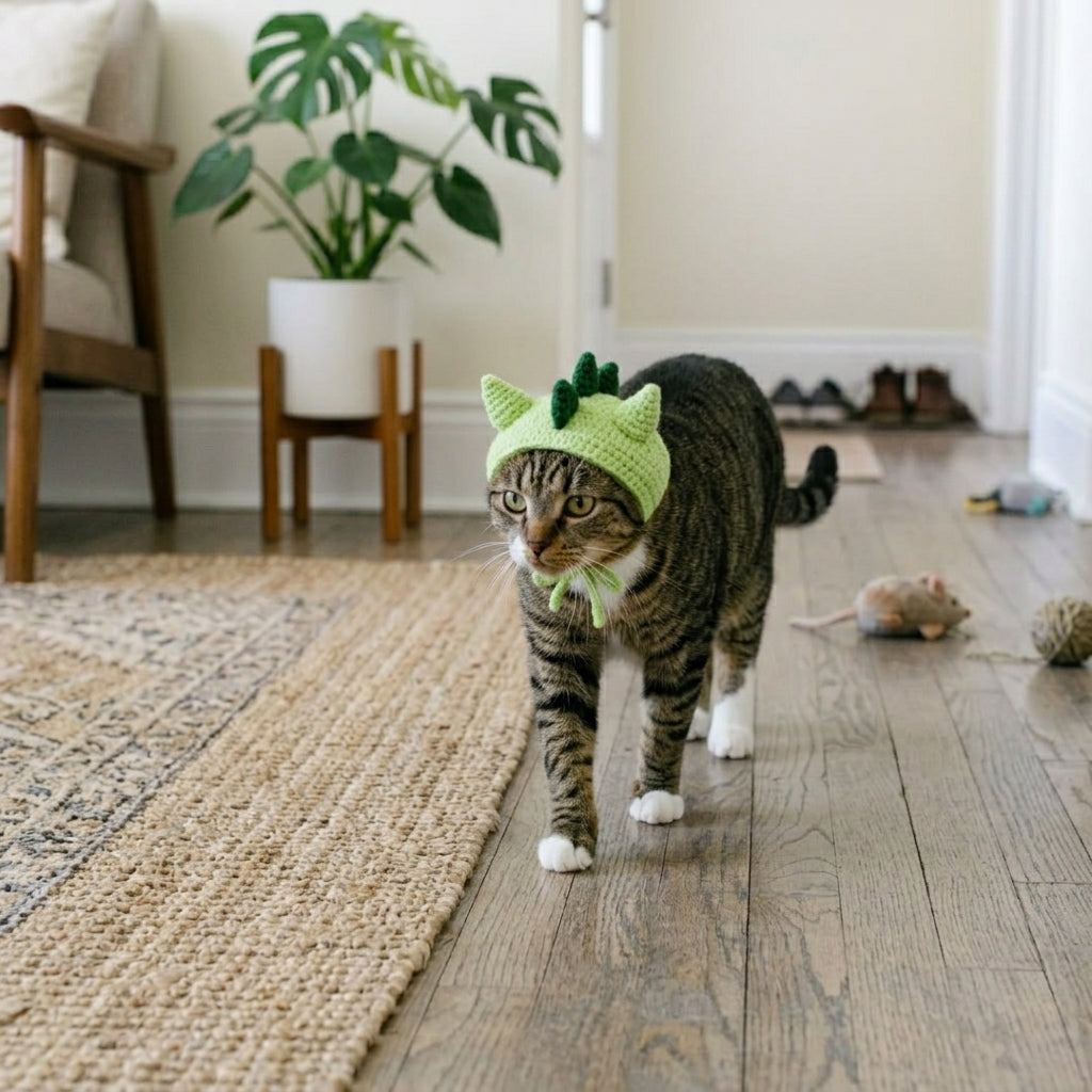 Dinosaur Cat Hat Crochet Pattern PDF, Dino Pet Hat Pattern, Cat Costume Crochet Tutorial
