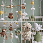 Storybook Ark Crochet Baby Mobile, Handmade Nursery Crib Hanging with Bear, Bunny, Sheep, Dove and Turtle