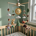 Hunting Crochet Baby Mobile, Handmade Woodland Crib Decor with Deer, Duck, Pheasant and Dog