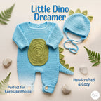 Crochet Dinosaur Baby Outfit, Blue Dino Romper and Bonnet Set, Newborn Photo Prop, Baby Halloween Costume, Baby Shower Gift