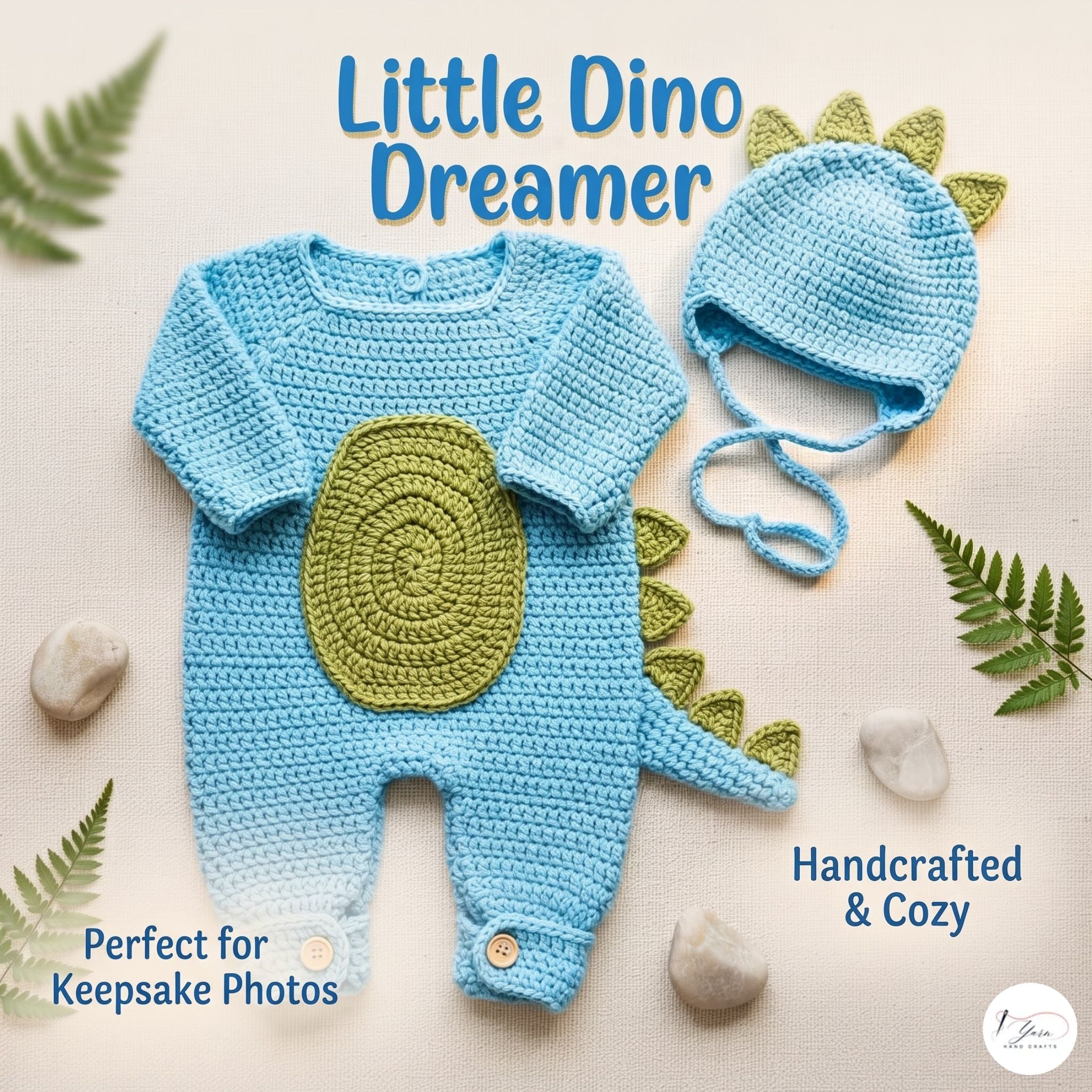 Crochet Dinosaur Baby Outfit, Blue Dino Romper and Bonnet Set, Newborn Photo Prop, Baby Halloween Costume, Baby Shower Gift
