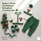 Crochet Reindeer Baby Outfit Set, Cardigan Pants Hat and Booties, Newborn Christmas Photo Prop, Coming Home Outfit, Baby Shower Gift