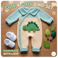 Crochet Dinosaur Baby Romper Set, Mint Green Stegosaurus Outfit with Booties, Newborn Photo Prop, Coming Home Outfit, Baby Shower Gift