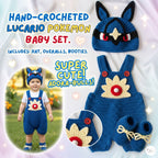 Crochet Blue Creature Baby Outfit, Overalls Hat and Booties Set, Newborn Photo Prop, Baby Halloween Costume, Baby Shower Gift