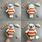 Handmade Crochet Seal Plush, Orange Striped Baby Seal Stuffed Animal, Soft Ocean Animal Toy, Seal Lover Gift, Nursery Decor