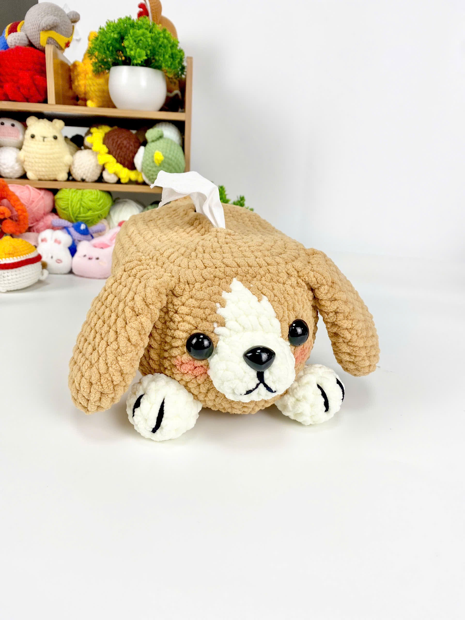 Dog Tissue Box Cover Crochet Pattern: Amigurumi PDF