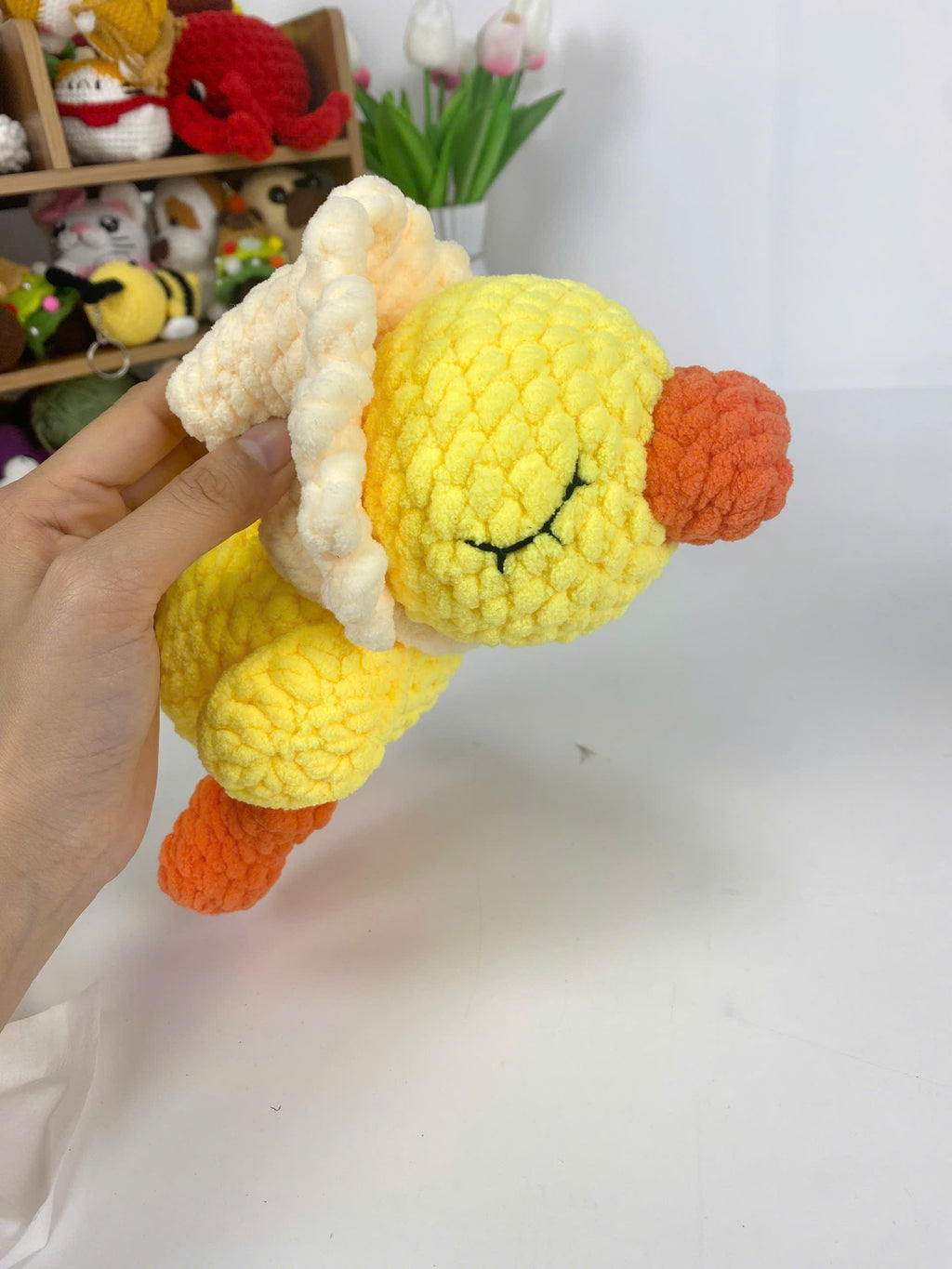 Yellow Duck Amigurumi Crochet Pattern, Sleeping Duck Toy (PDF)