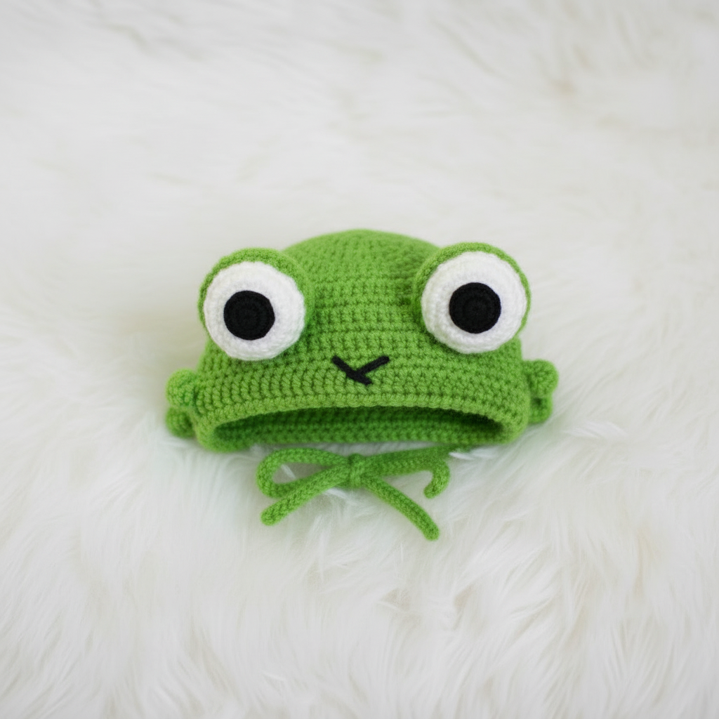 Frog Pet Hat Crochet Pattern PDF, Cute Frog Cat Hat Pattern, Crochet Pet Costume Tutorial