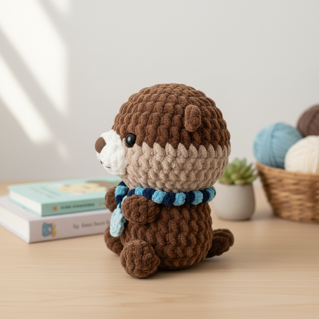 Otter Crochet Pattern, Amigurumi Otter Plush with Necklace, Kawaii Animal Crochet PDF