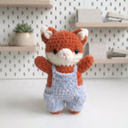 Amigurumi Fox Crochet Pattern PDF, Cute Woodland Fox Plush Tutorial with Overalls