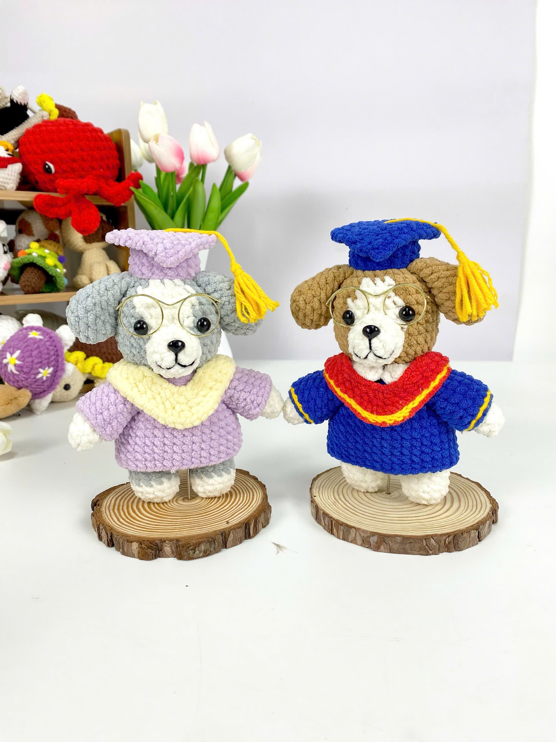 Graduation Dog Amigurumi Crochet Pattern: 2in1 Bundle (PDF Tutorial)