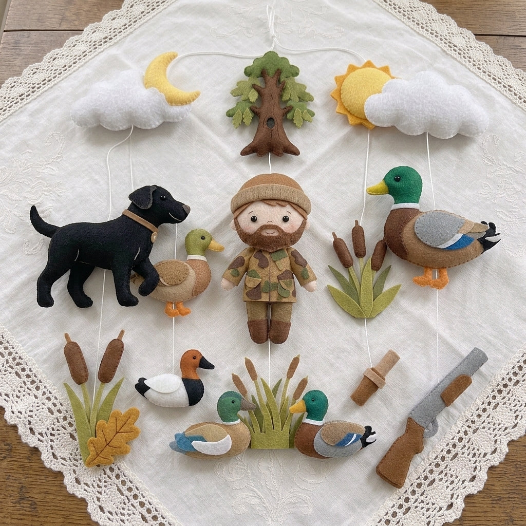 Felt Duck Hunting Baby Mobile, Nursery Decor