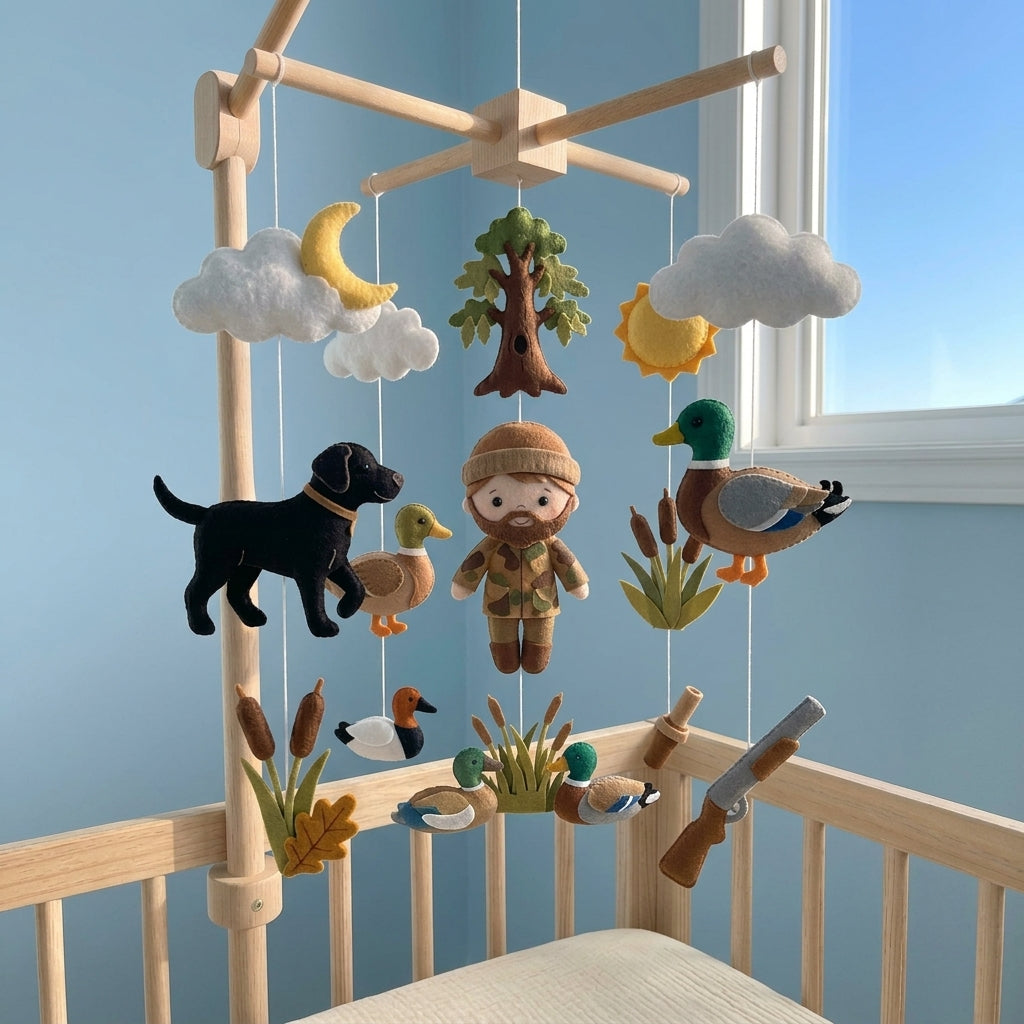 Felt Duck Hunting Baby Mobile, Nursery Decor