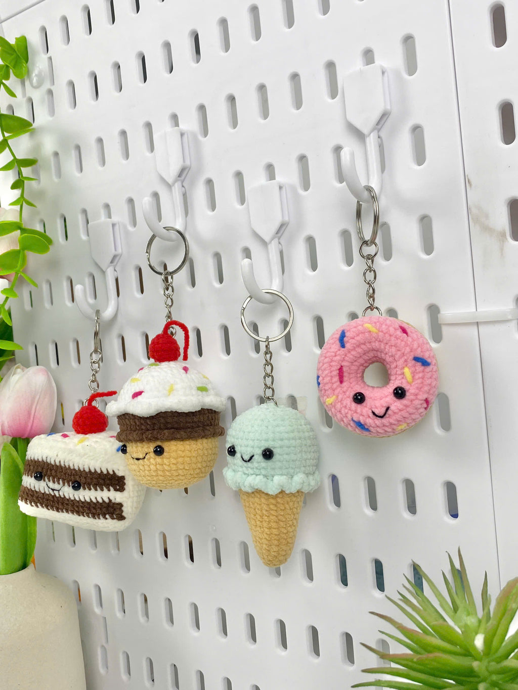 Crochet Dessert Keychain Pattern: Cake, Cupcake, Ice Cream, Donut (PDF)