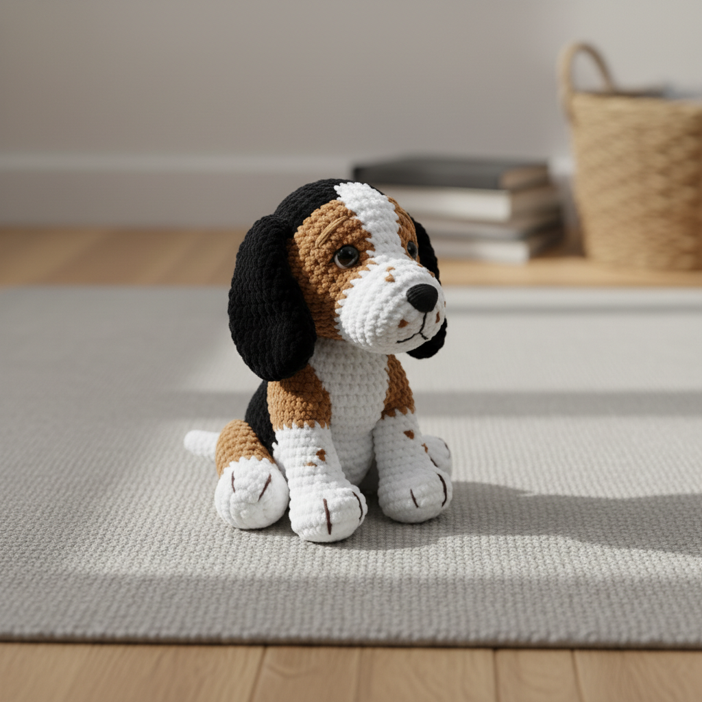 Amigurumi Puppy Crochet Pattern, Velvet Yarn Dog Toy (PDF Pattern)