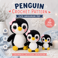 Cute Penguin Crochet Pattern PDF – Amigurumi Penguin Plush with Pink Bow