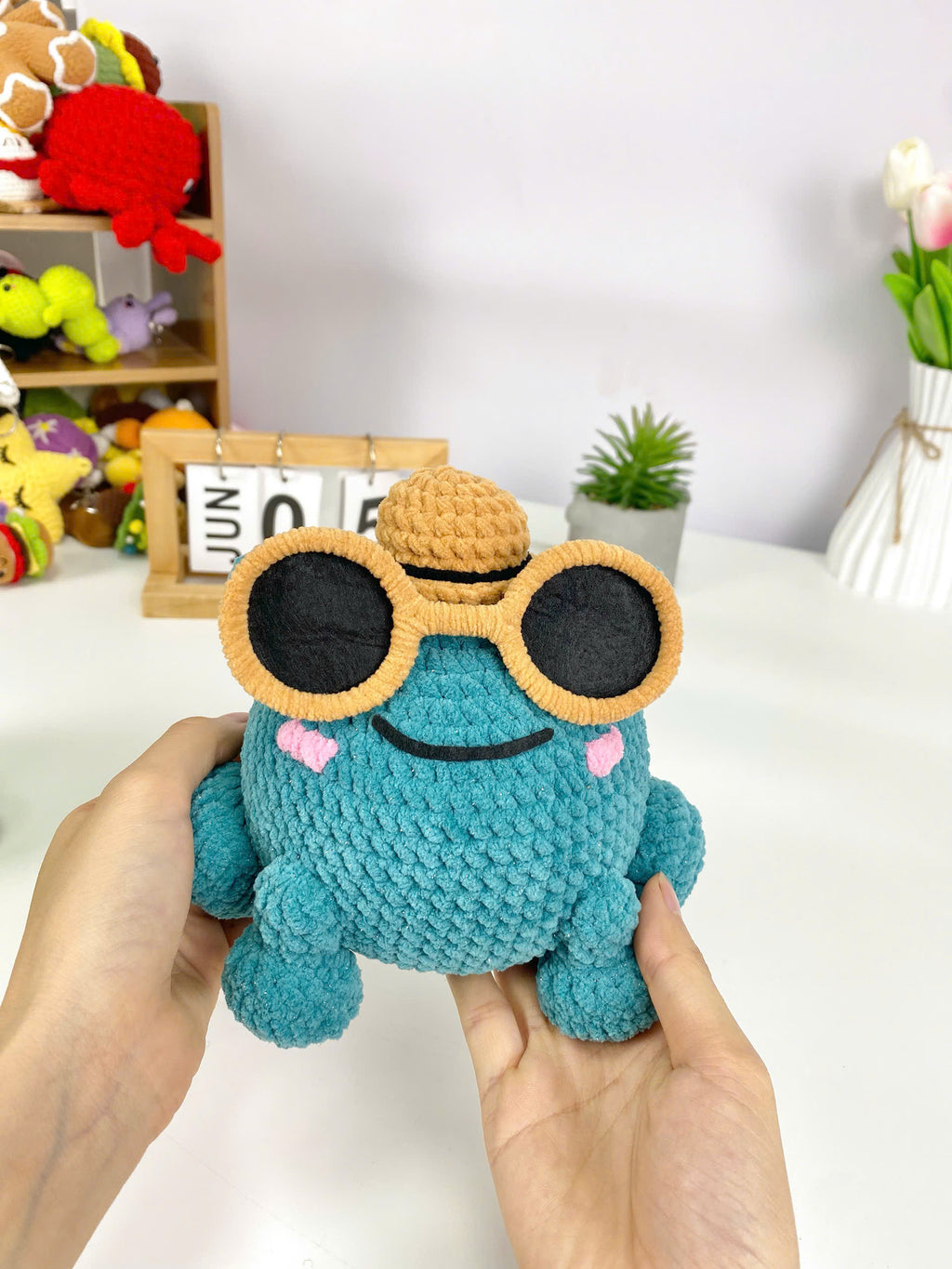 Crochet Sunglasses Frog Pattern: Amigurumi Plush Toy (PDF Pattern)