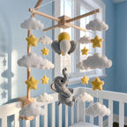 Elephant Felt Baby Mobile, Hot Air Balloon Crib Mobile