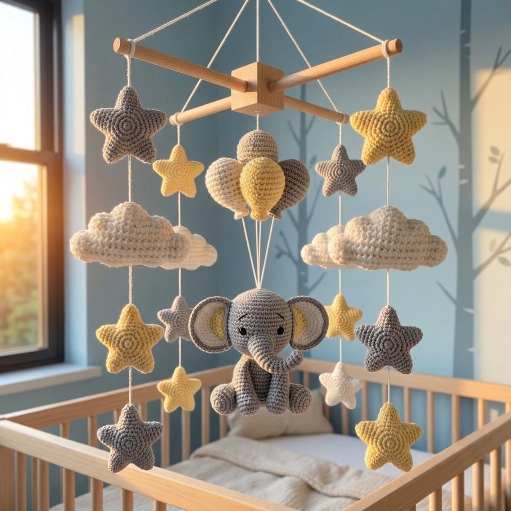 Crochet Elephant Baby Mobile