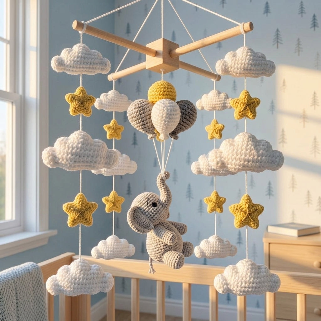 Crochet Elephant Baby Mobile