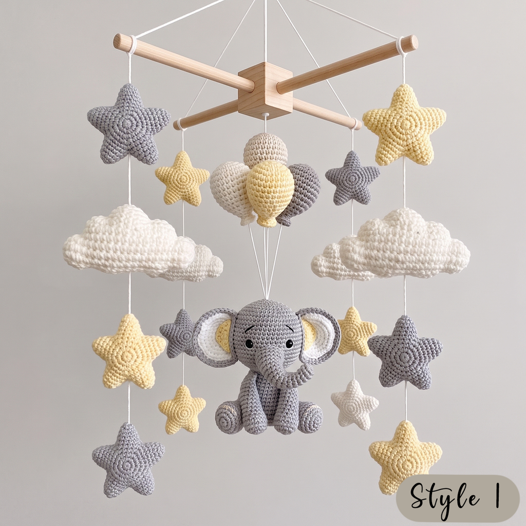 Crochet Elephant Baby Mobile