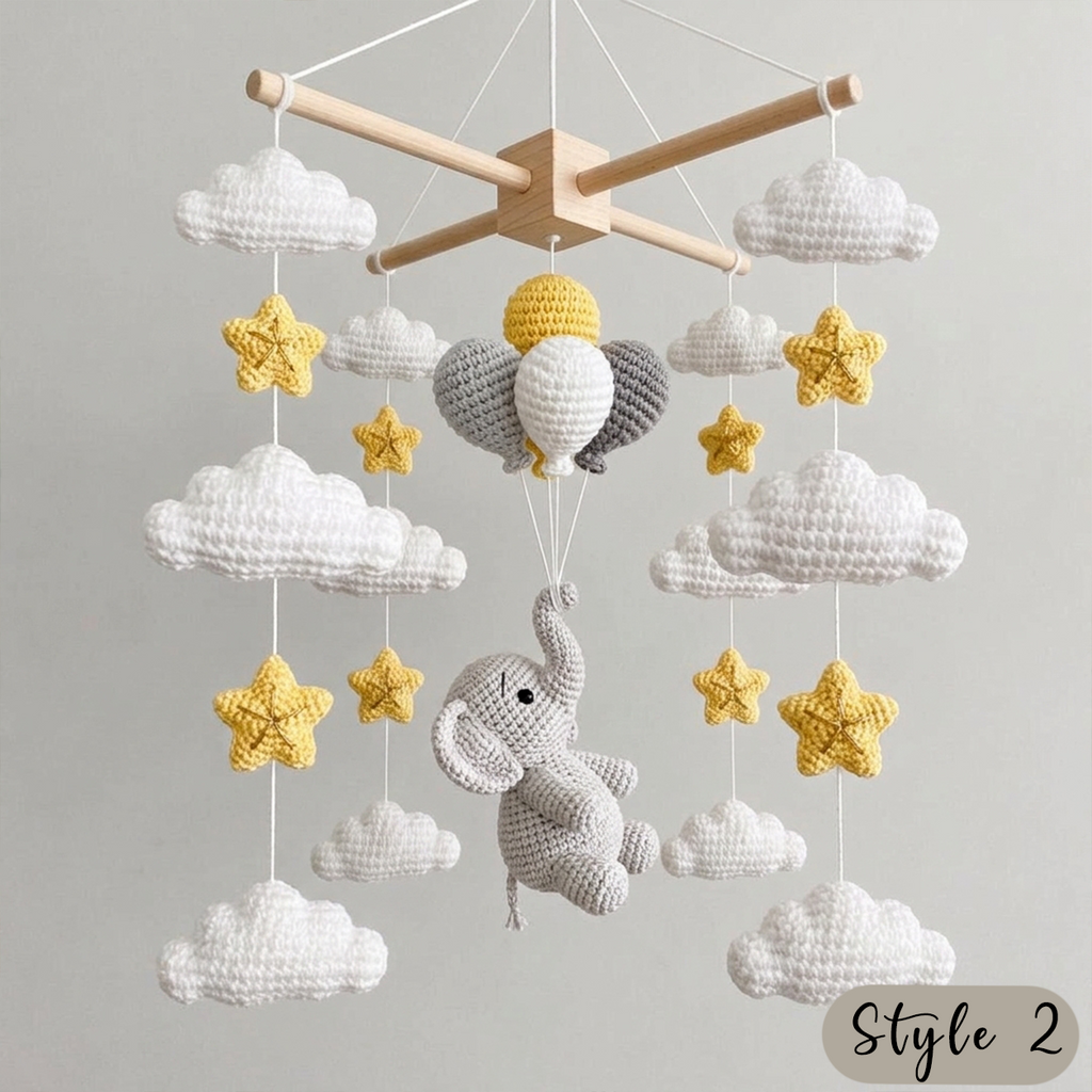 Crochet Elephant Baby Mobile