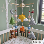 Adventure Felt Nursery Mobile, Handmade Crib Hanging with Campfire, Mountains and Forest Decor