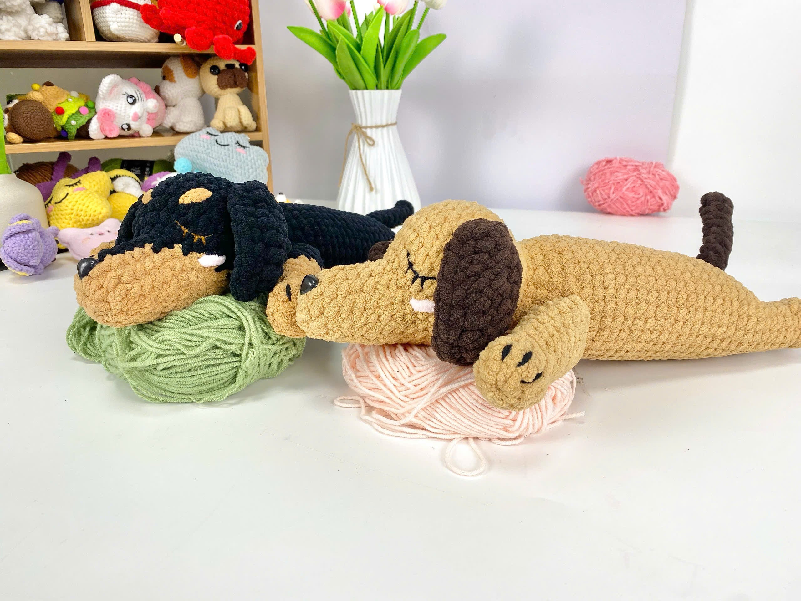 Dachshund Crochet Pattern PDF: Amigurumi Puppy Plushies (2 in 1)