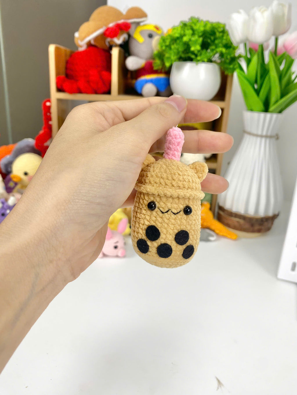 Amigurumi Food Keychain Crochet Pattern, Bear, Strawberry, Bubble Tea (PDF)