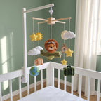 Little Explorer Lion Felt Baby Mobile, Handmade Travel Crib Hanging with Airplane, Globe, Compass and Suitcases