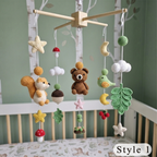 Acorn Grove Crochet Baby Mobile, Handmade Woodland Crib Hanging with Squirrel, Bear, Bird and Forest Leaves