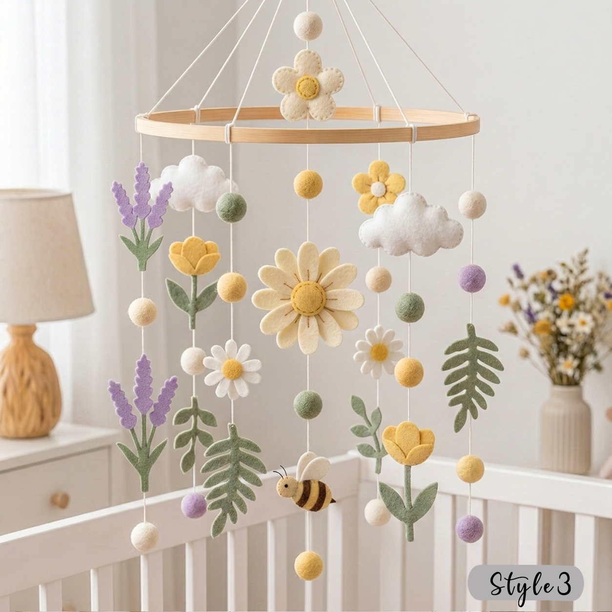 Handmade Felt Wildflower Meadow Baby Mobile