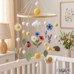 Handmade Felt Wildflower Meadow Baby Mobile
