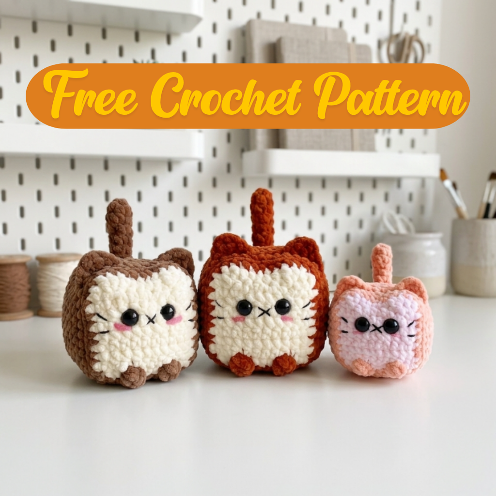 Loaf Cat Crochet Pattern, Kawaii Kitty Plush Amigurumi PDF Free Gift