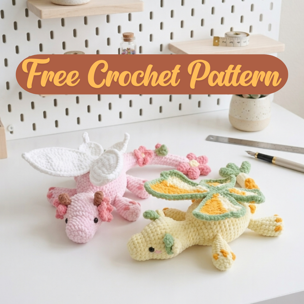 Fairy Dragon Crochet Pattern, Cute Butterfly Flower Dragon PDF Free Gift