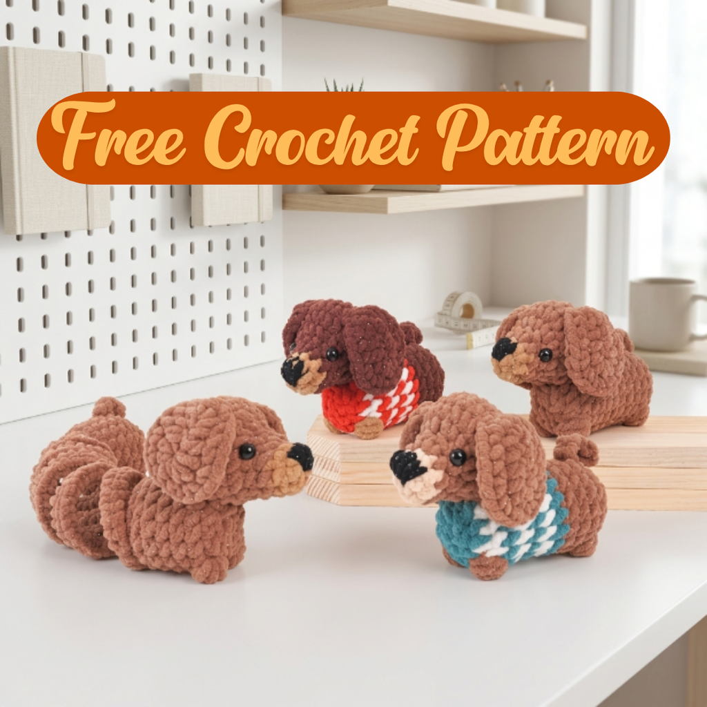 Dachshund Puppy Crochet Pattern, Springy Dog Amigurumi PDF Free Gift