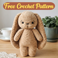 Free Long Ear Bunny Crochet Pattern, Cute Plush Rabbit Amigurumi PDF Download