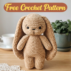 Free Long Ear Bunny Crochet Pattern, Cute Plush Rabbit Amigurumi PDF Download