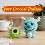 Cute Monster Crochet Pattern, Kawaii Plush Amigurumi PDF Free Gift