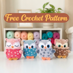 Mini Owl Amigurumi Crochet Pattern, Kawaii Bird Plush PDF Free Gift