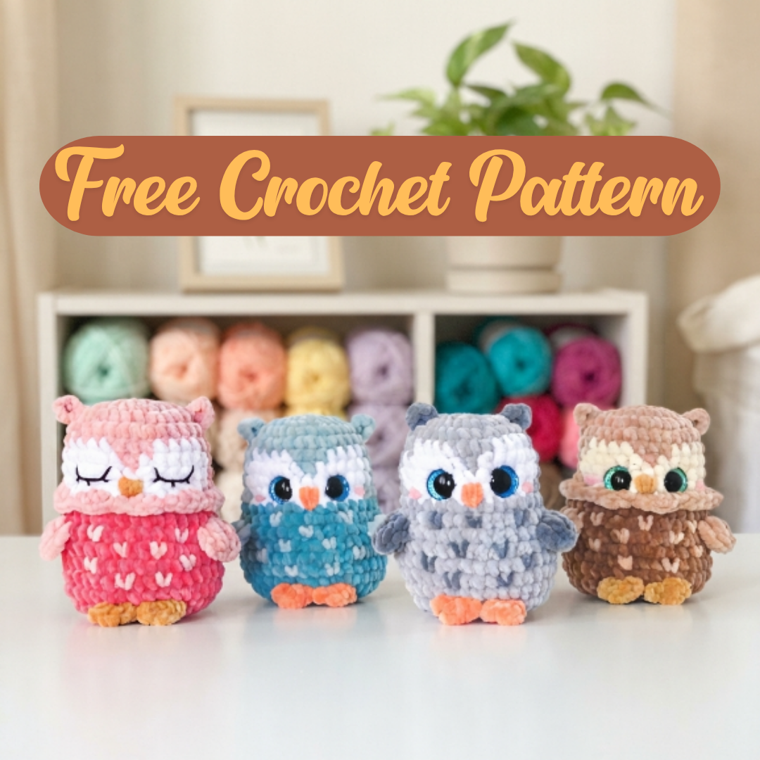 Mini Owl Amigurumi Crochet Pattern, Kawaii Bird Plush PDF Free Gift