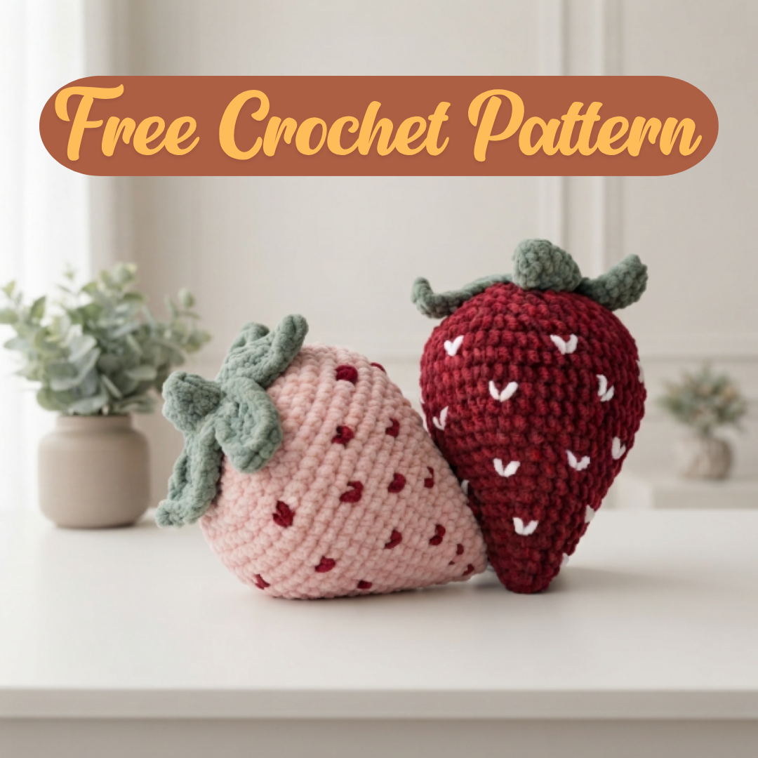 Free Strawberry Crochet Pattern, Jumbo Fruit Pillow Plush PDF Download