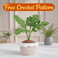 Crochet Monstera Plant Pattern, Cute Potted Houseplant PDF Free Gift