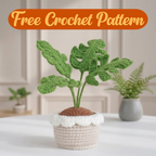 Crochet Monstera Plant Pattern, Cute Potted Houseplant PDF Free Gift