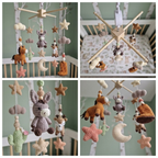 Western Cowboy Crochet Baby Mobile, Handmade Ranch Crib Hanging with Moon, Stars, Cactus and Boot  Tags: