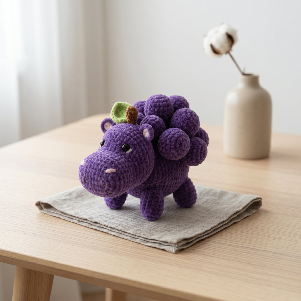 Hippo Crochet Pattern, Grape Amigurumi Pattern, Purple Grape Hippo Crochet Pattern
