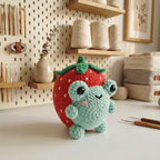 Frog Strawberry Crochet Pattern, Cute Amigurumi Frog Shaped Red Strawberry Plush Tutorial