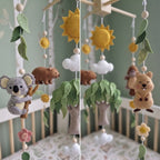 Australian Wildlife Felt Baby Mobile, Handmade Eucalyptus Nursery Crib Decor, Sunshine Baby Shower Gift