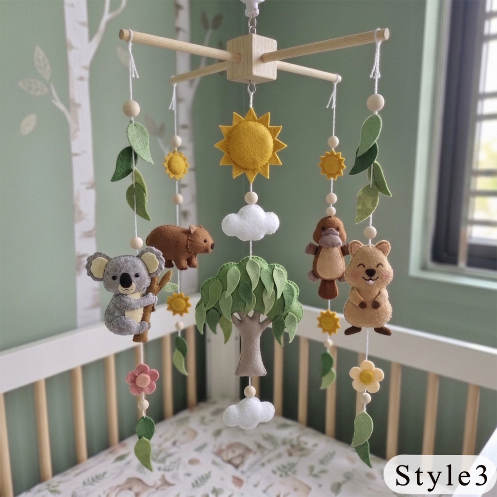 Australian Wildlife Felt Baby Mobile, Handmade Eucalyptus Nursery Crib Decor, Sunshine Baby Shower Gift